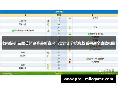 教你快速获取英超联赛最新赛况与实时比分信息权威渠道全攻略指南